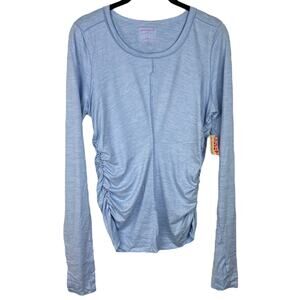 NEW Free People x Hatch Right On Run Layer Long Sleeve Shirt M Blue Bell